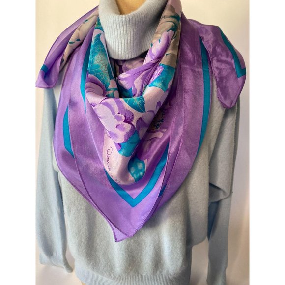 Oscar de la Renta Vintage Floral Scarf